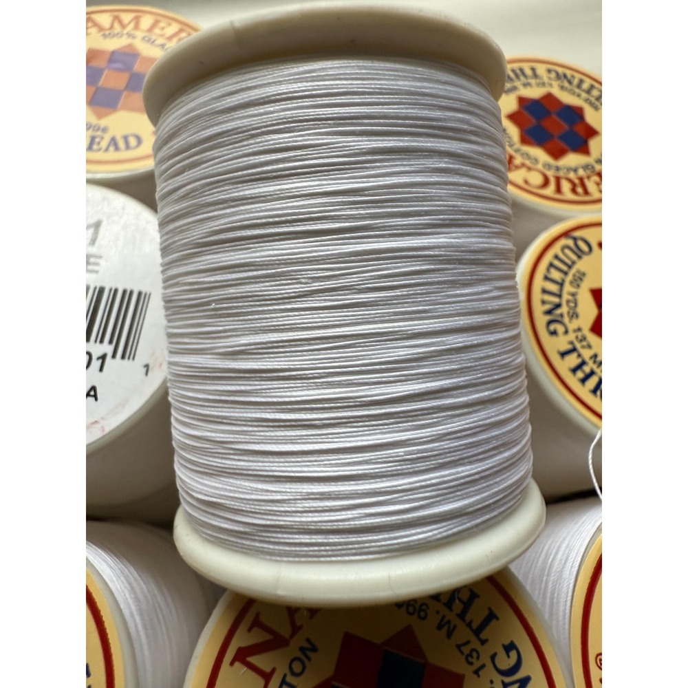Lot‎ of 30 Spools WHITE Americana Quilting Thread 150 Yards 100% Glacéd Cotton